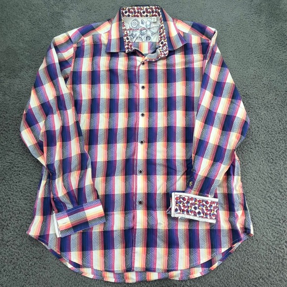 Robert Graham Mens L Long‎ Sleeve Button Down Shirt Colorful Plaid - Picture 5 of 9